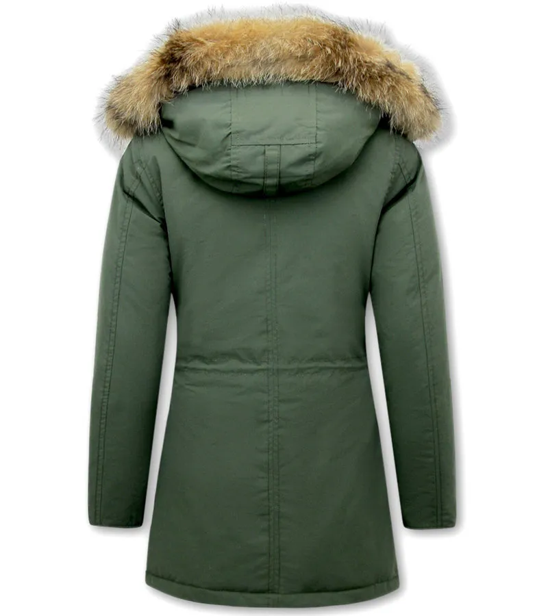 MUJER PARKA CAPUCHA PELO  7602  VERDE